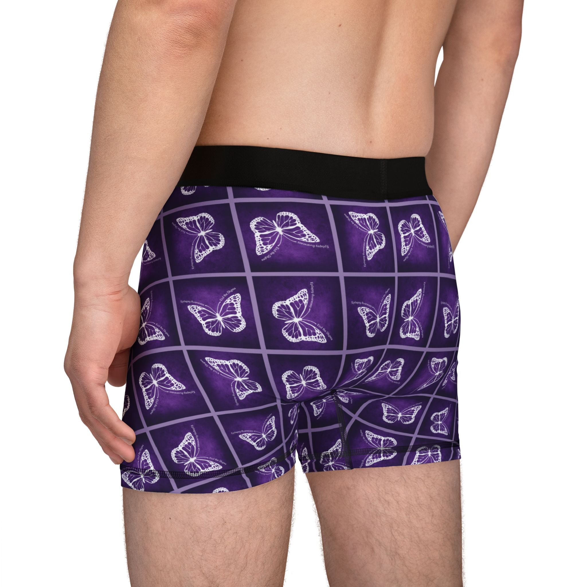 Epilepsy Awareness Men's Boxers with Purple Butterfly Design - Clothing, Underwear - EpiAl's Shop