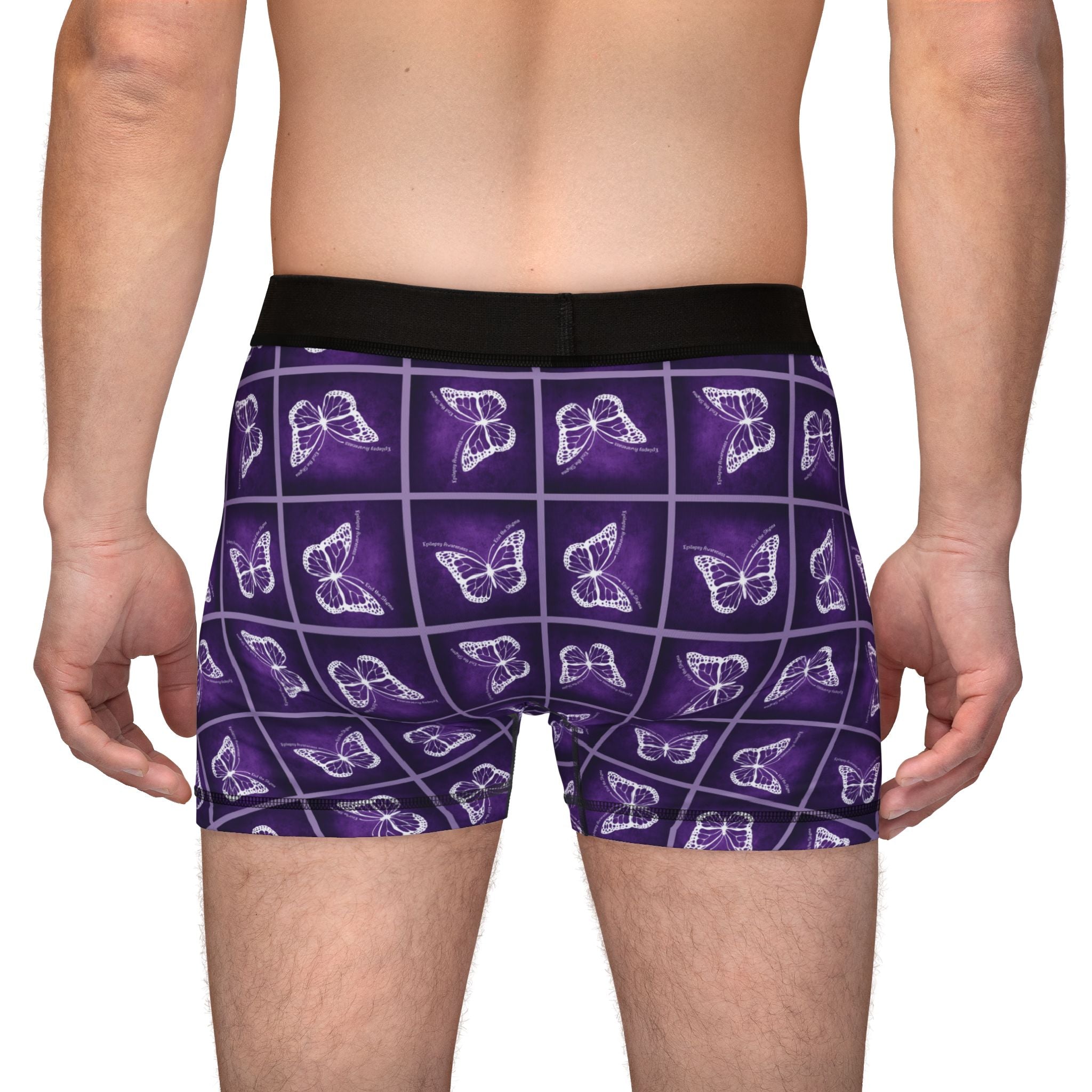 Epilepsy Awareness Men's Boxers with Purple Butterfly Design - Clothing, Underwear - EpiAl's Shop