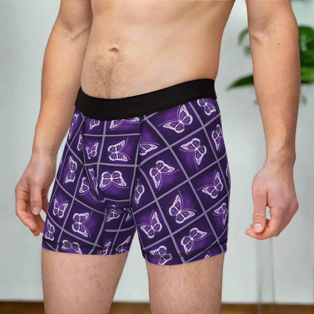 Epilepsy Awareness Men's Boxers with Purple Butterfly Design - Clothing, Underwear - EpiAl's Shop