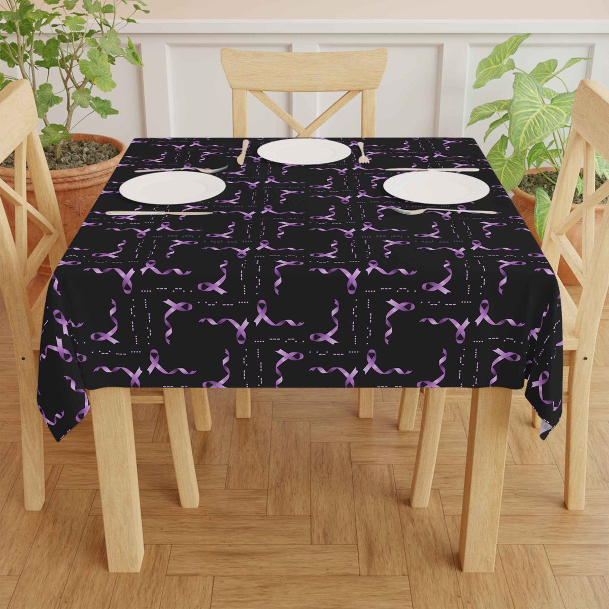 Epilepsy Awareness Morse-Code “HOPE” Tablecloth – Purple Ribbon Pattern - Decor, Home, Tablecloths & Runners - EpiAl's Shop