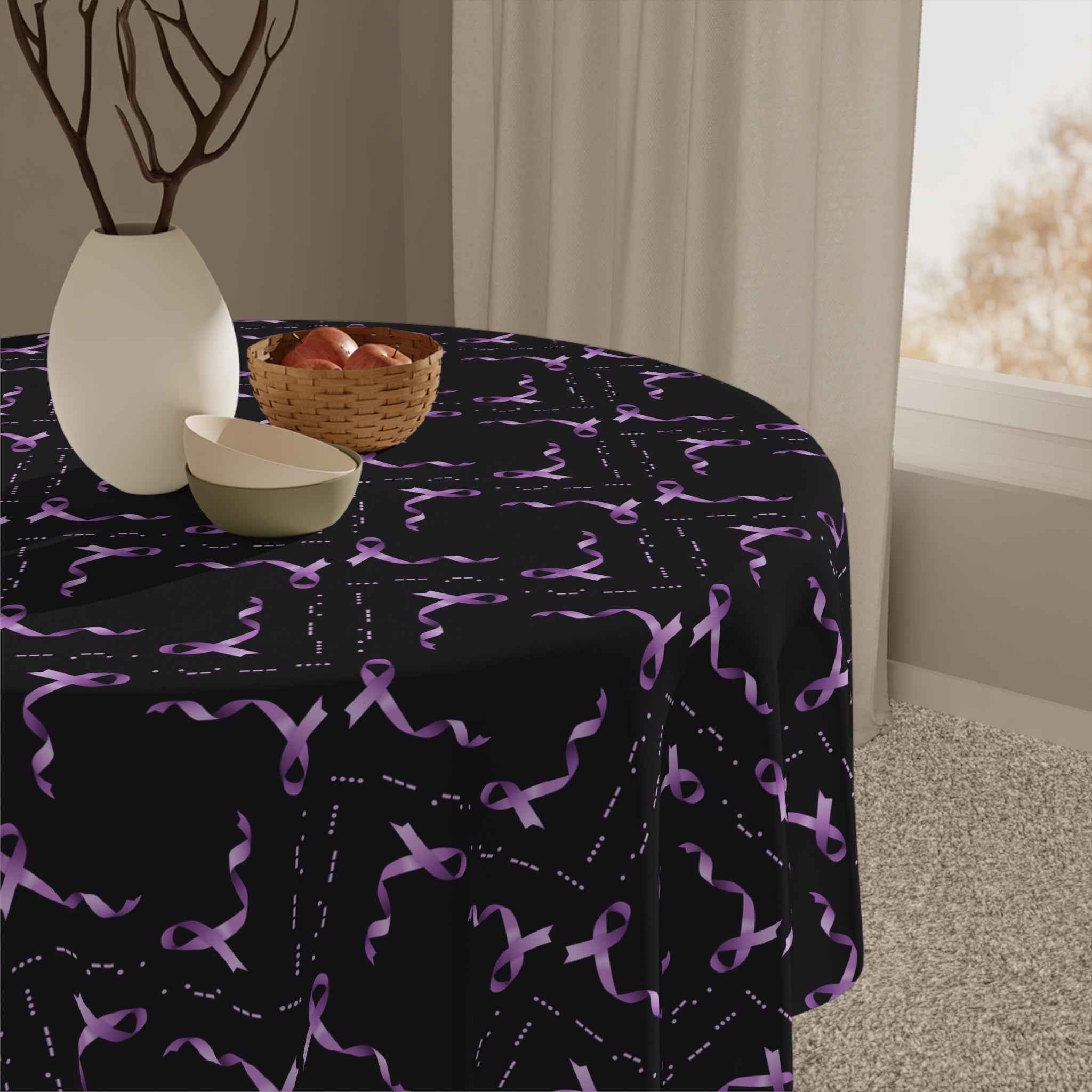 Epilepsy Awareness Morse-Code “HOPE” Tablecloth – Purple Ribbon Pattern - Decor, Home, Tablecloths & Runners - EpiAl's Shop