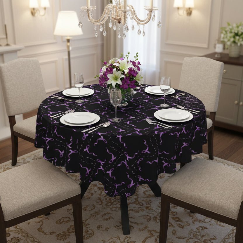 Epilepsy Awareness Morse-Code “HOPE” Tablecloth – Purple Ribbon Pattern - Decor, Home, Tablecloths & Runners - EpiAl's Shop