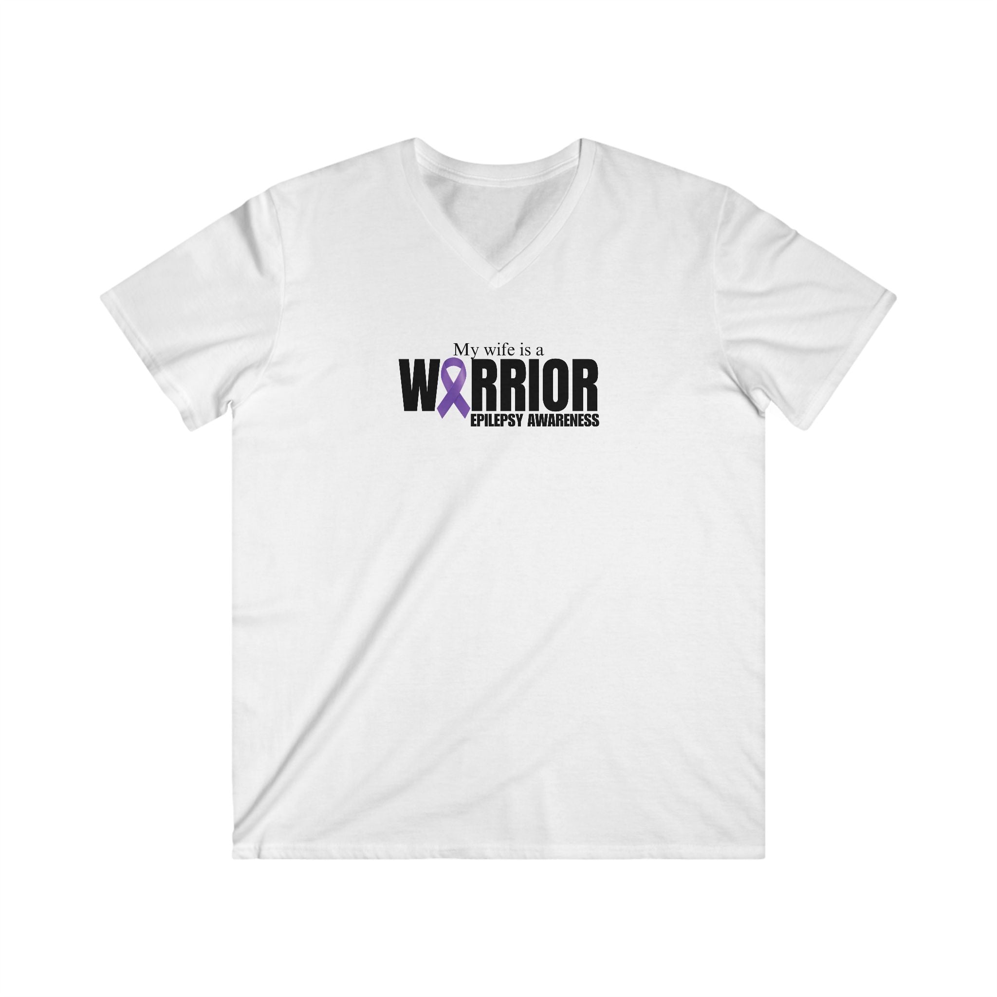 Epilepsy Awareness V - Neck Tee - Support Your Warrior Wife - Clothing, T-shirts - EpiAl's Shop