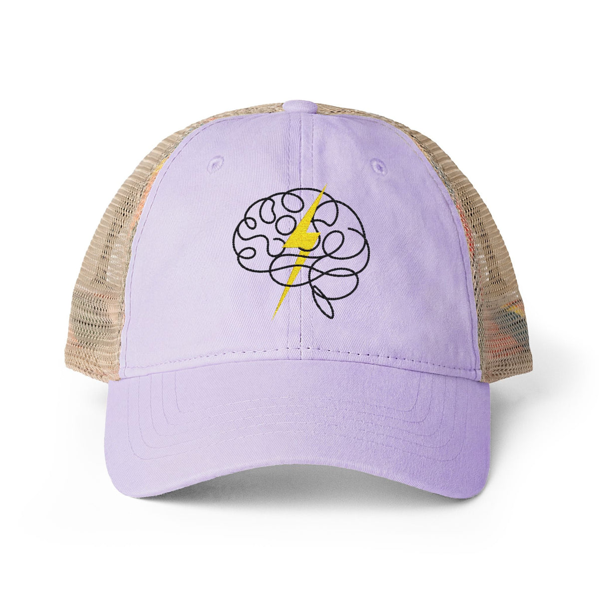 Epilepsy Awareness Washed Mesh Ponytail Cap | Purple Brain Lightning Hat - Hats, Baseball & Trucker - EpiAl's Shop
