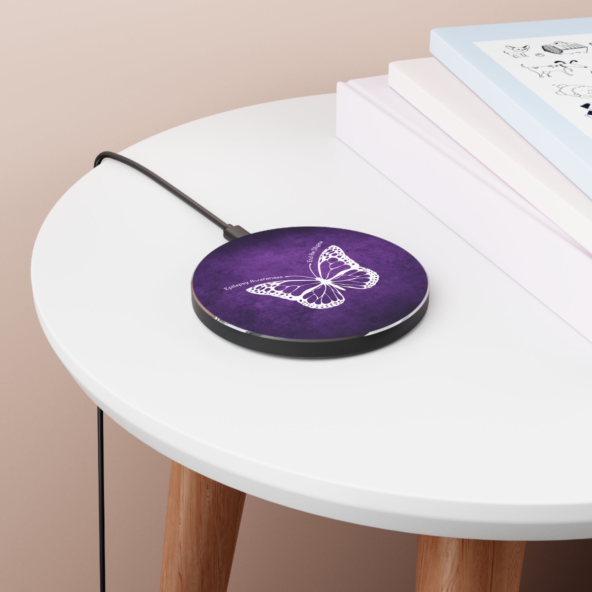Epilepsy Awareness Wireless Charger - End the Stigma Butterfly Design - Accessories, Tech, Chargers - EpiAl's Shop