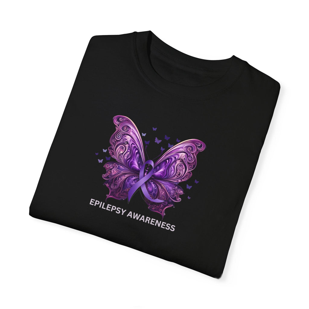 Epilepsy Butterfly Unisex Garment - Dyed T - shirt - T - Shirt - Epileptic Al’s Shop