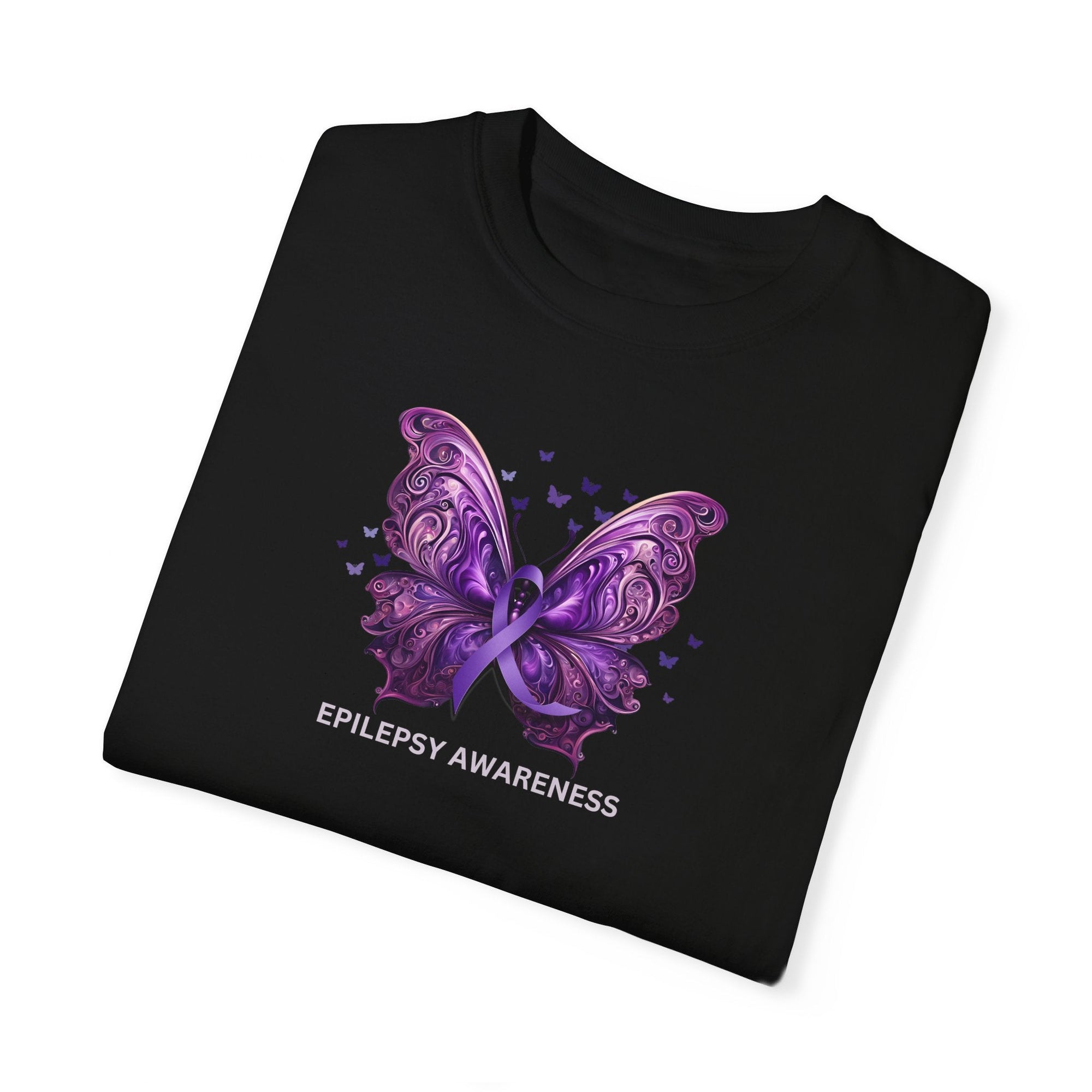 Epilepsy Butterfly Unisex Garment - Dyed T - shirt - T - Shirt - Epileptic Al’s Shop