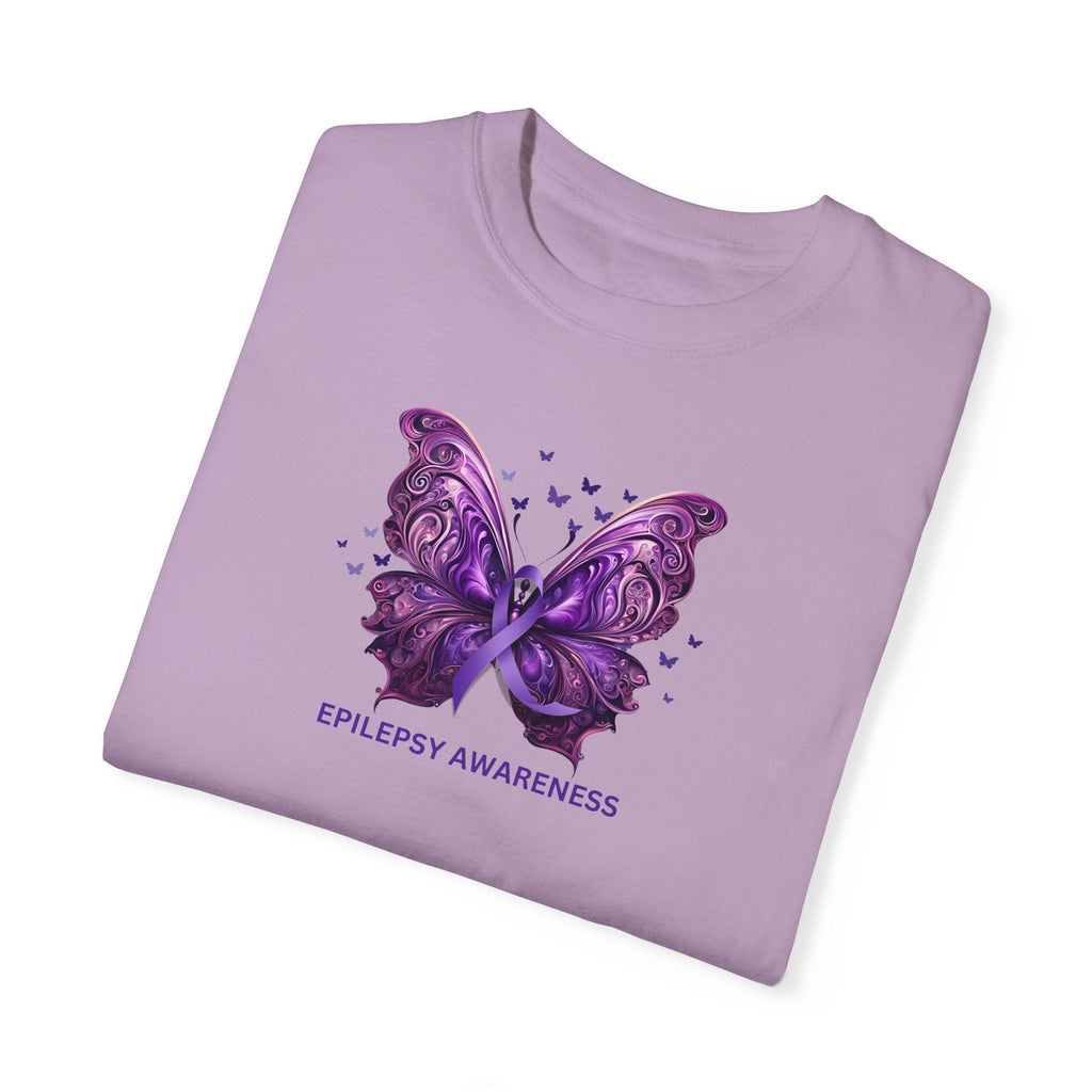 Epilepsy Butterfly Unisex Garment - Dyed T - shirt - T - Shirt - Epileptic Al’s Shop
