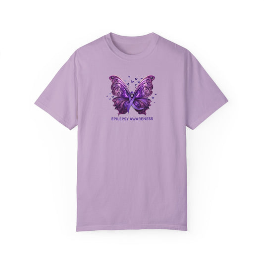 Epilepsy Butterfly Unisex Garment - Dyed T - shirt - T - Shirt - Epileptic Al’s Shop