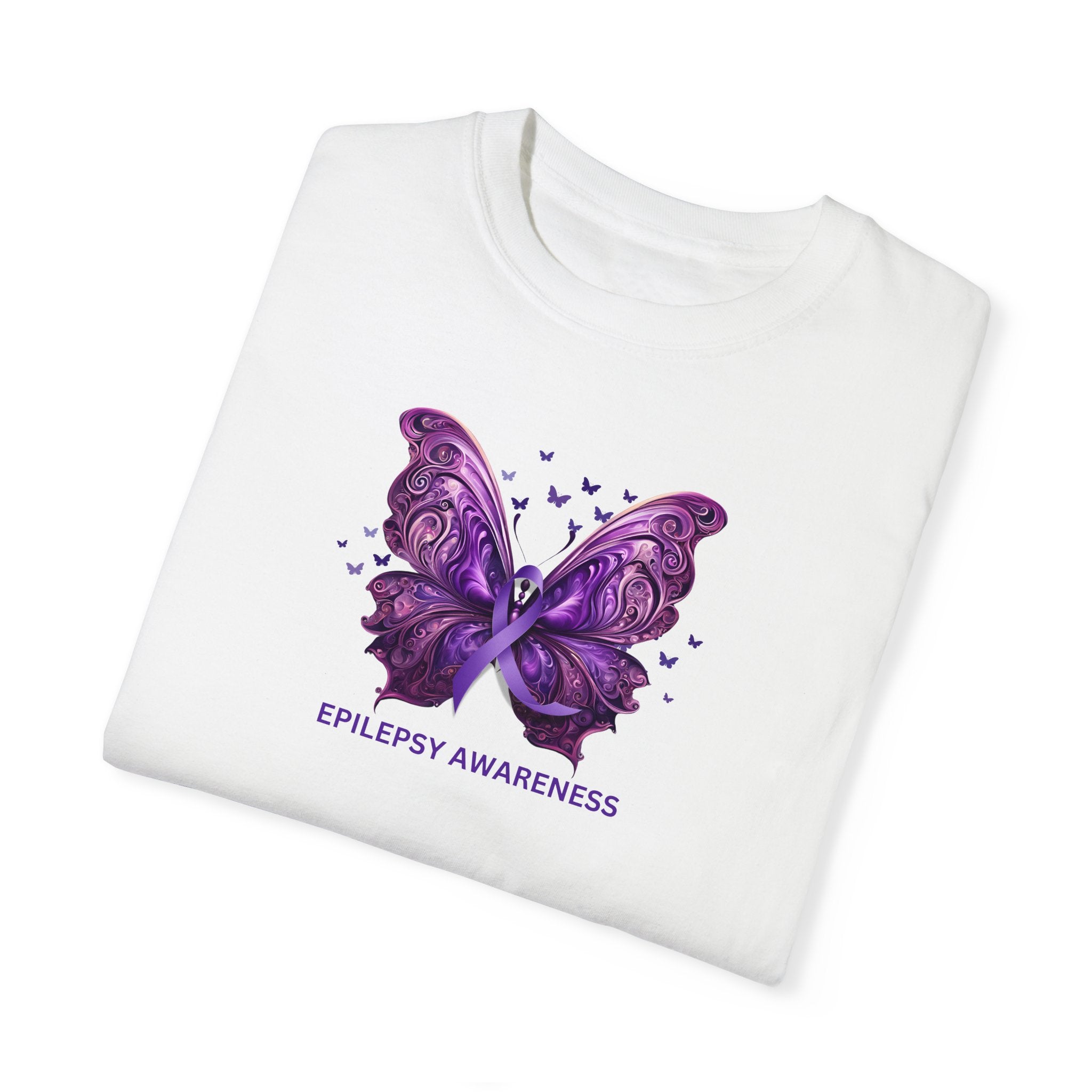 Epilepsy Butterfly Unisex Garment - Dyed T - shirt - T - Shirt - Epileptic Al’s Shop