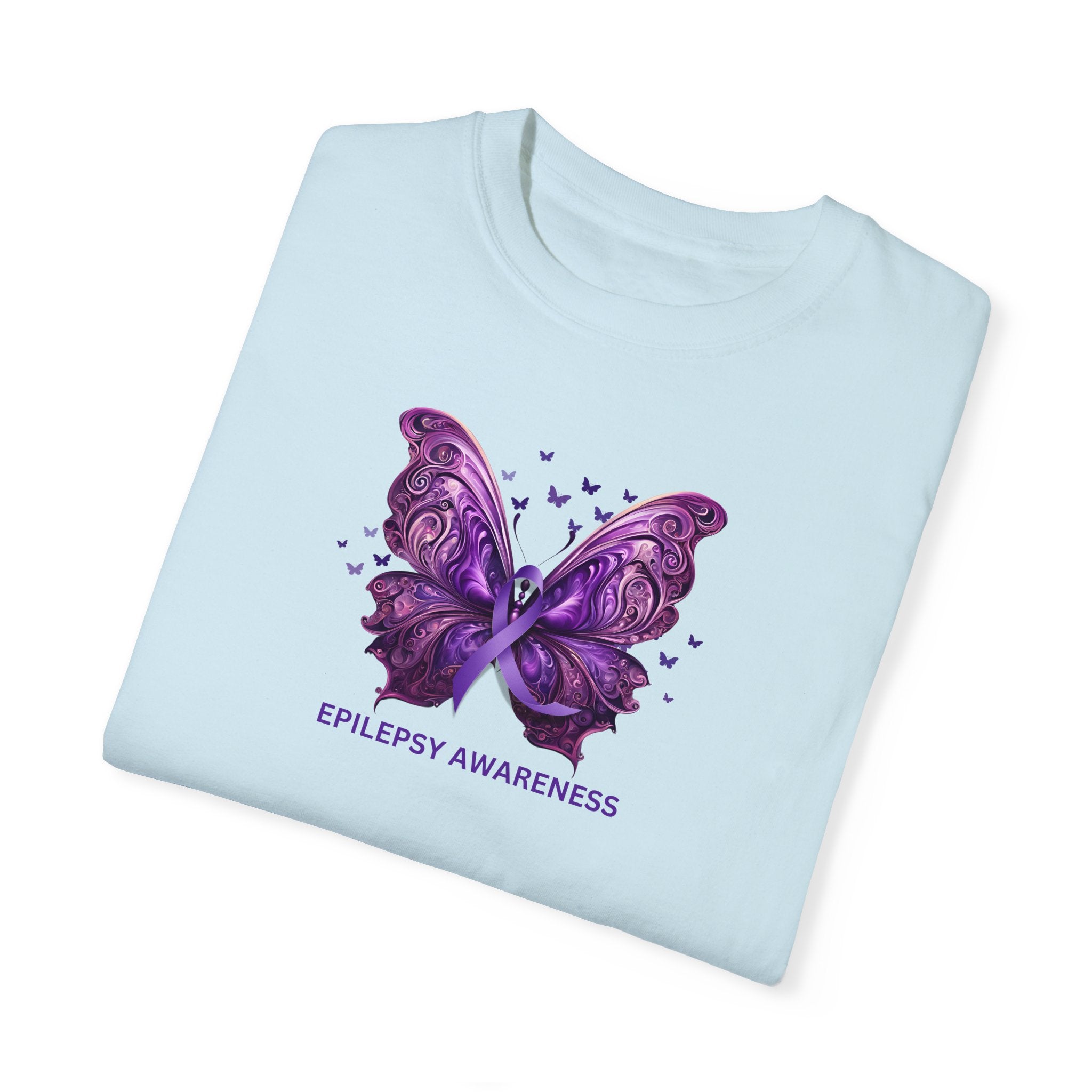 Epilepsy Butterfly Unisex Garment - Dyed T - shirt - T - Shirt - Epileptic Al’s Shop