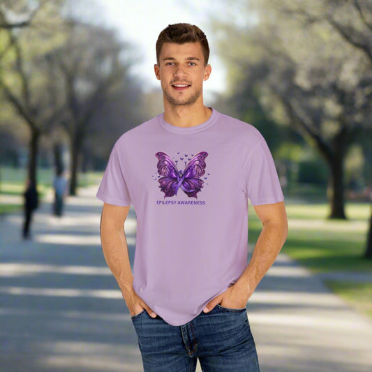 Epilepsy Butterfly Unisex Garment - Dyed T - shirt - T - Shirt - Epileptic Al’s Shop