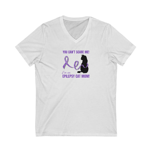 Epilepsy Cat Mom Jersey Short Sleeve V - Neck Tee - V - neck - Epileptic Al’s Shop