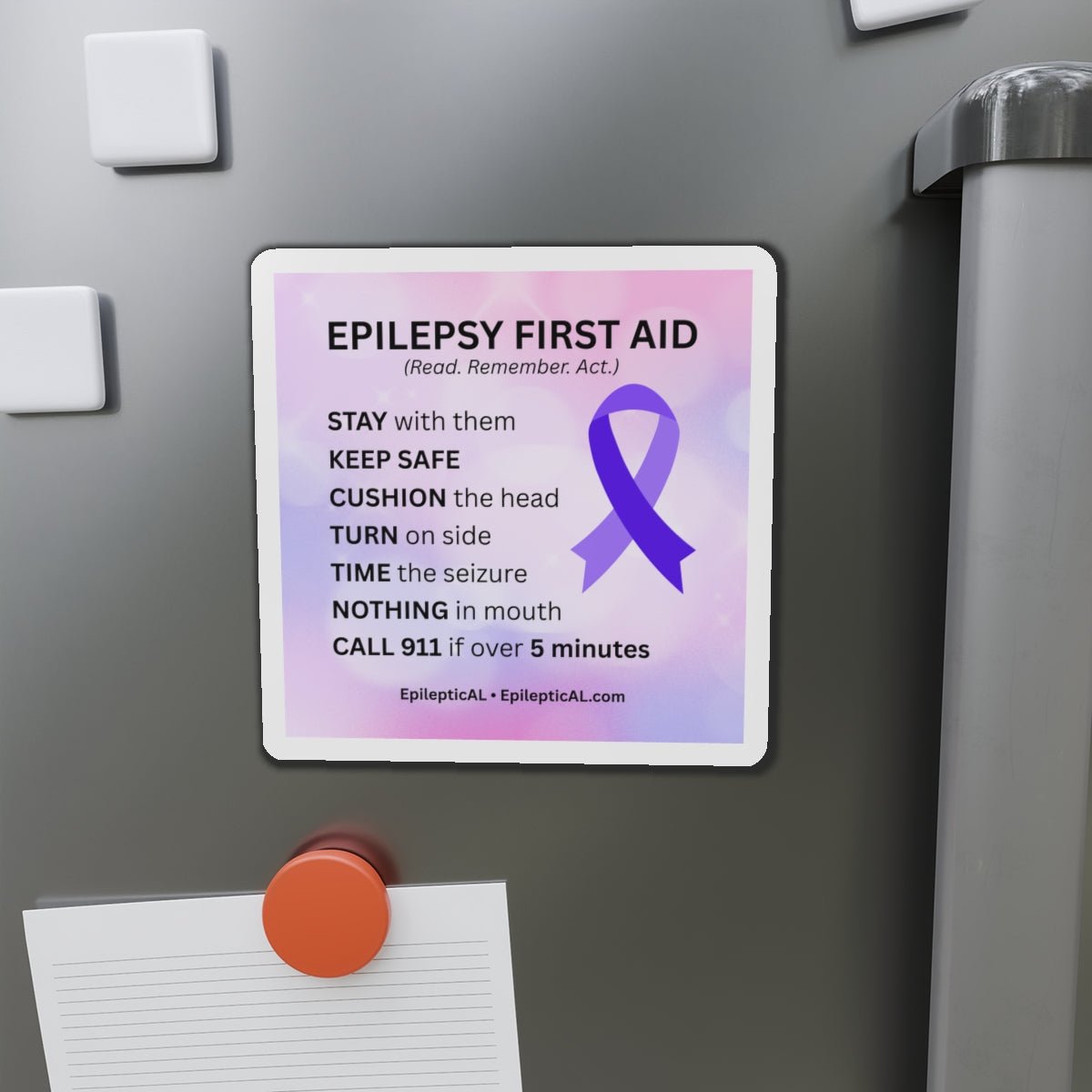 Epilepsy First Aid Magnet | Read. Remember. Act. - Magnets, Indoor & Outdoor - EpiAl's Shop