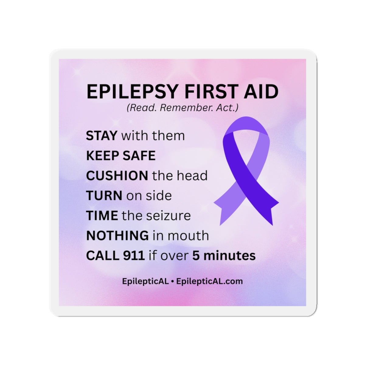 Epilepsy First Aid Magnet | Read. Remember. Act. - Magnets, Indoor & Outdoor - EpiAl's Shop