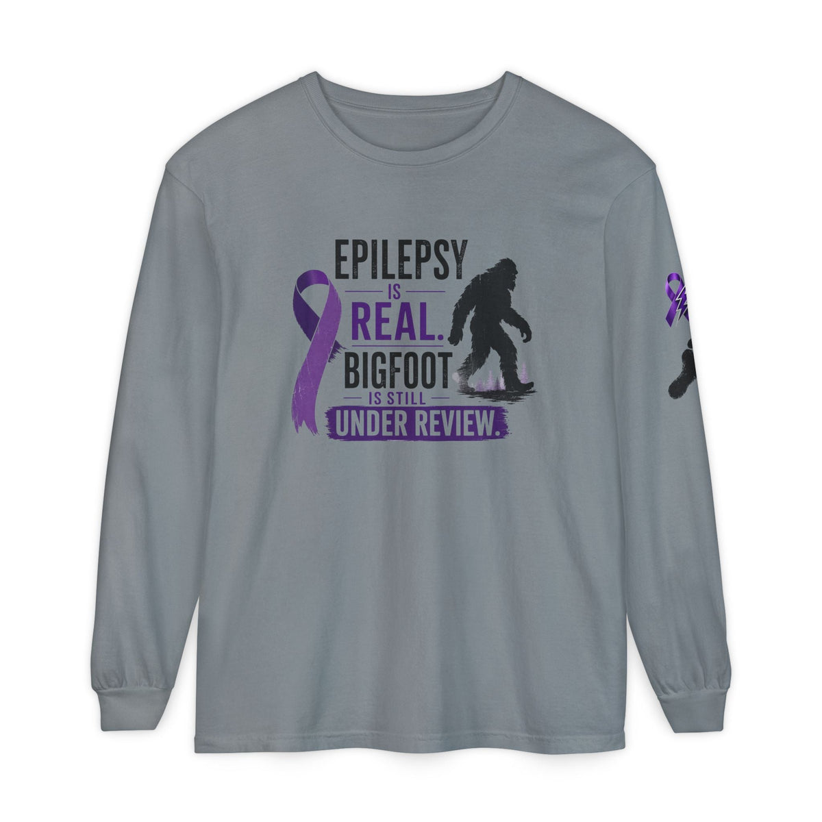 Epilepsy Is Real. Bigfoot Is Still Under Review. Long Sleeve Shirt - Clothing, Unisex, T-Shirts, Long-Sleeved - EpiAl's Shop