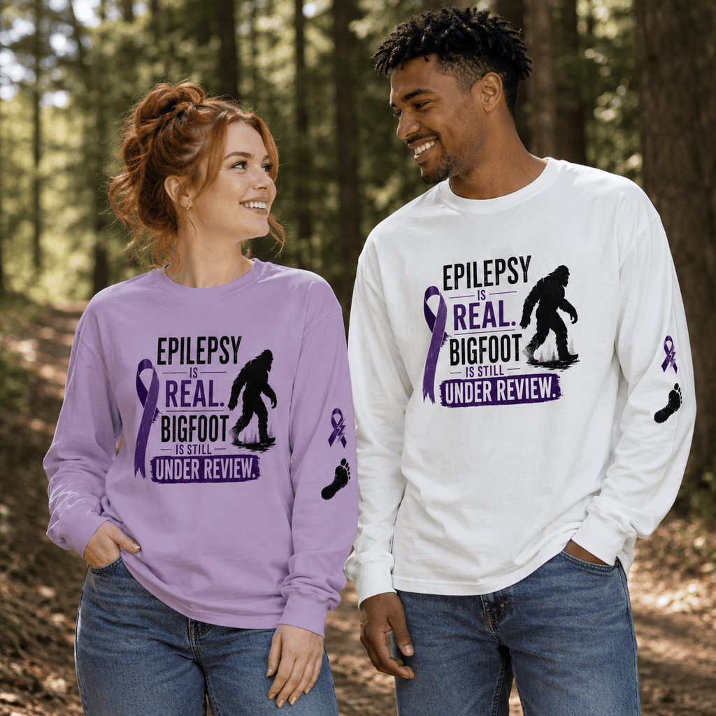 Epilepsy Is Real. Bigfoot Is Still Under Review. Long Sleeve Shirt - Clothing, Unisex, T-Shirts, Long-Sleeved - EpiAl's Shop