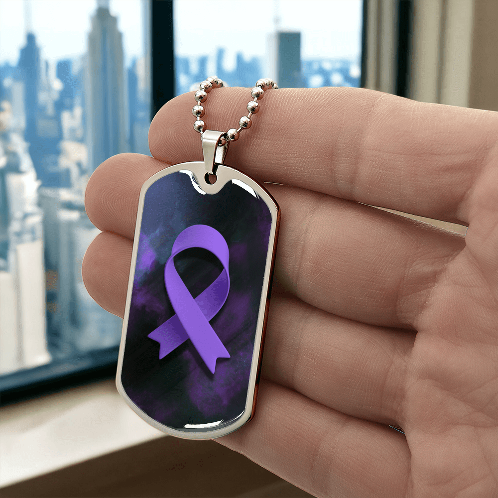 Epilepsy Purple Ribbon Necklace - Jewelry, Necklaces - EpiAl's Shop
