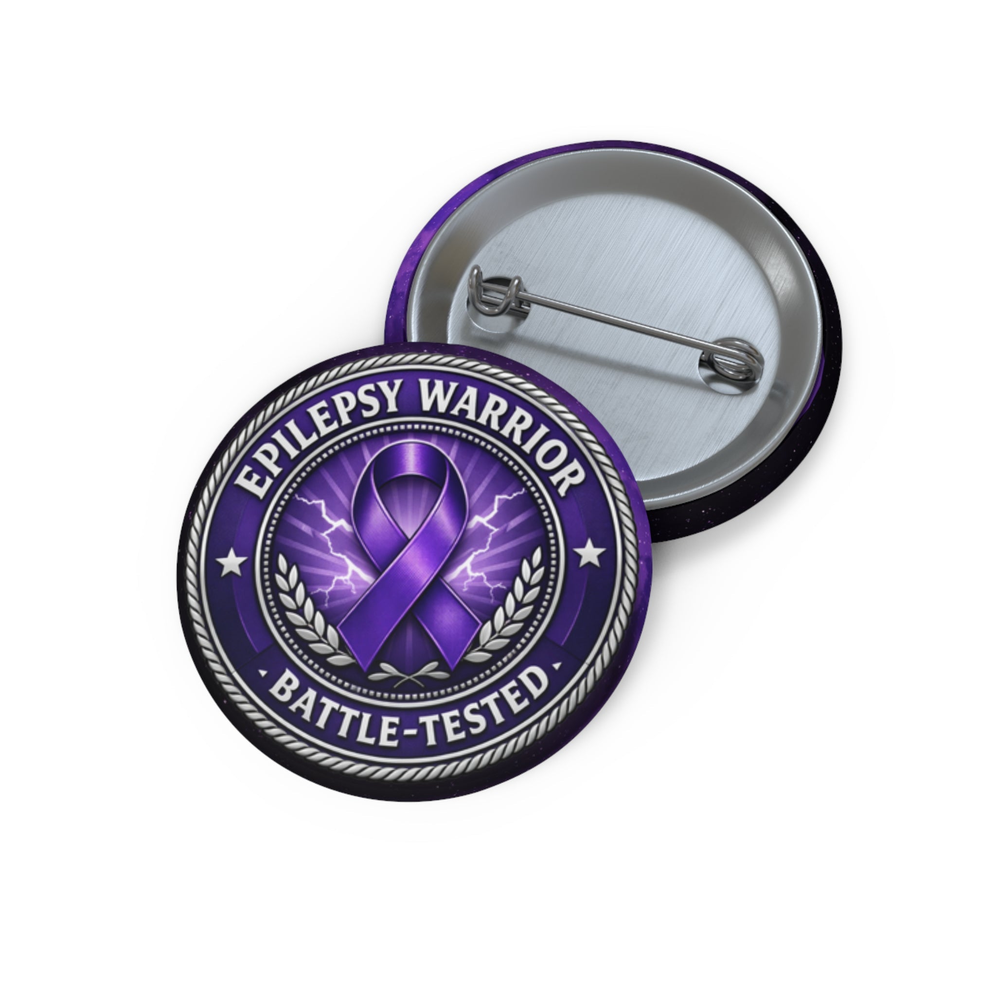 Epilepsy Warrior – Battle-Tested Pinback Button - Buttons, Pinback - EpiAl's Shop