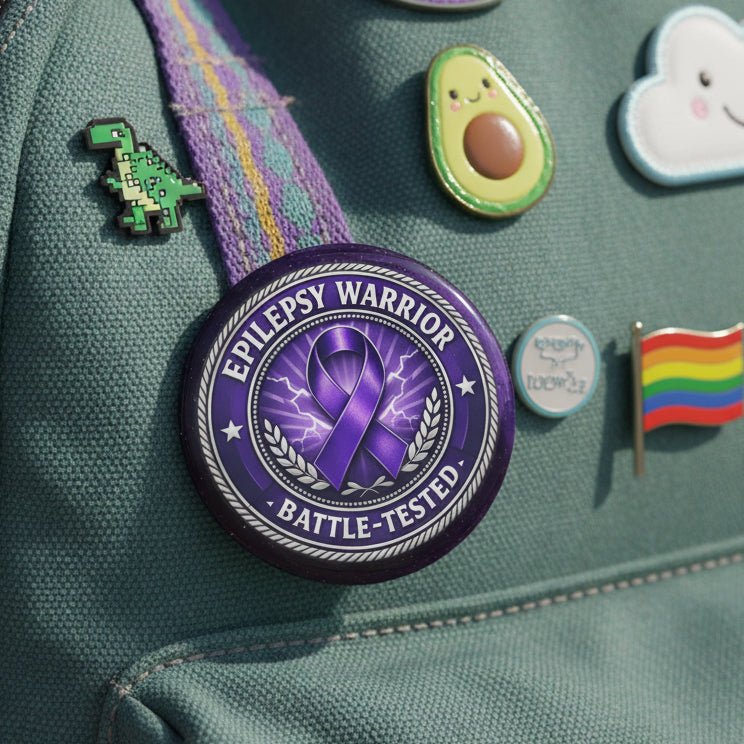 Epilepsy Warrior – Battle-Tested Pinback Button - Buttons, Pinback - EpiAl's Shop