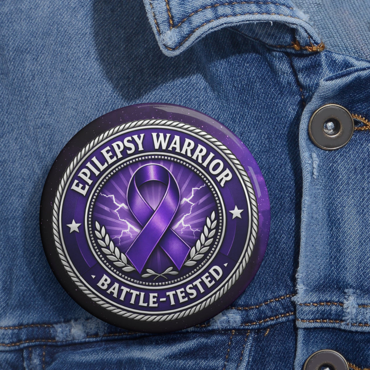 Epilepsy Warrior – Battle-Tested Pinback Button - Buttons, Pinback - EpiAl's Shop