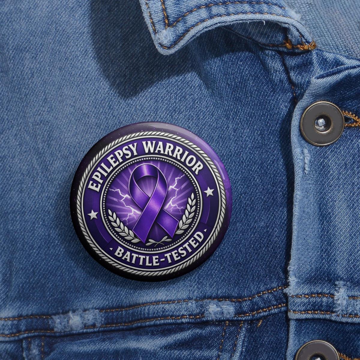 Epilepsy Warrior – Battle-Tested Pinback Button - Buttons, Pinback - EpiAl's Shop