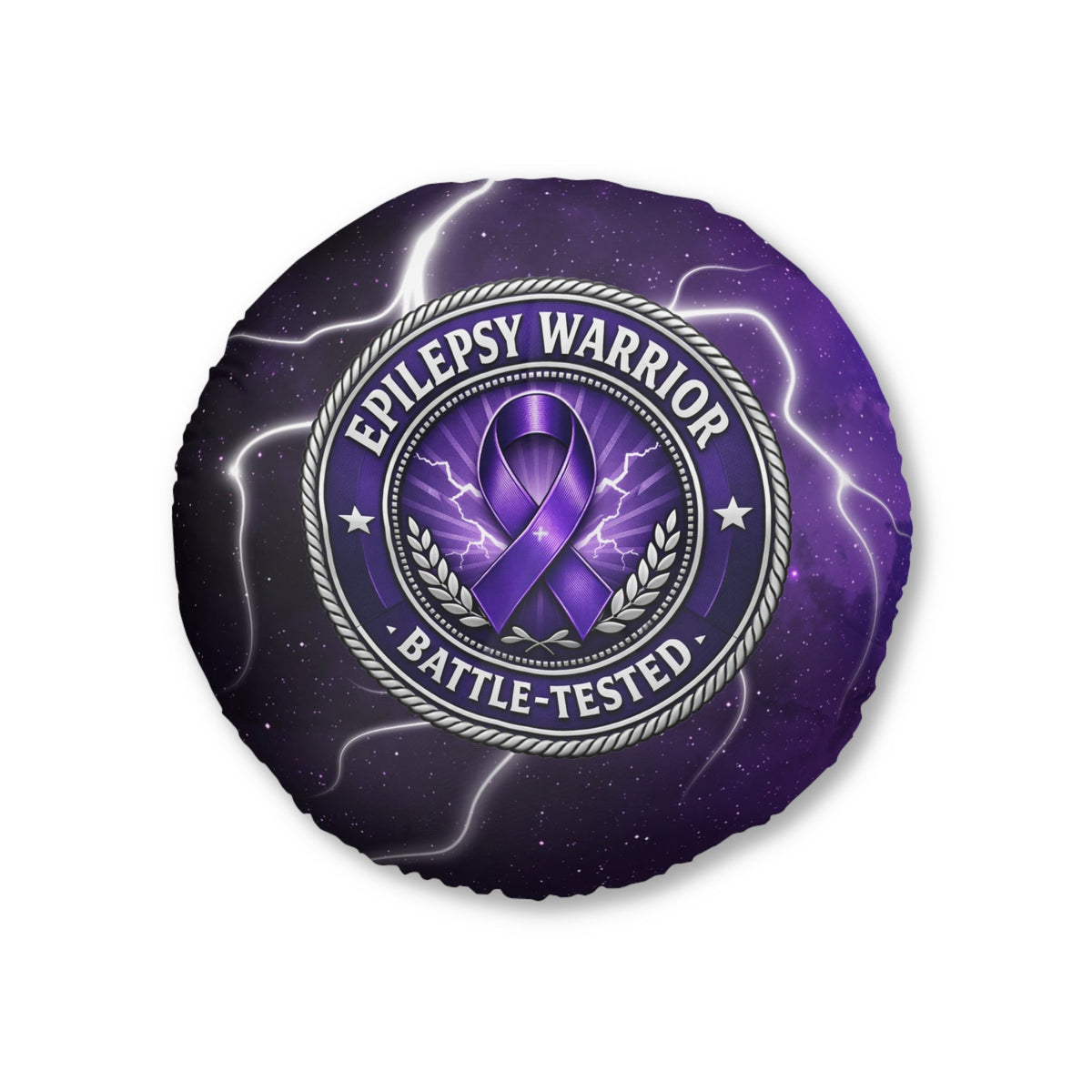 Epilepsy Warrior – Battle-Tested Round Floor Pillow - Decor, Pillows, Floor - EpiAl's Shop