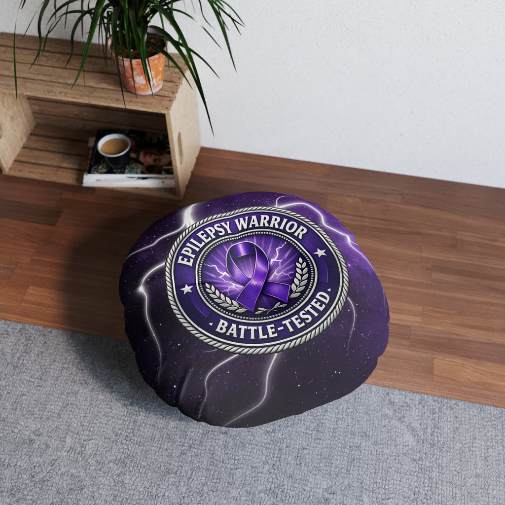 Epilepsy Warrior – Battle-Tested Round Floor Pillow - Decor, Pillows, Floor - EpiAl's Shop
