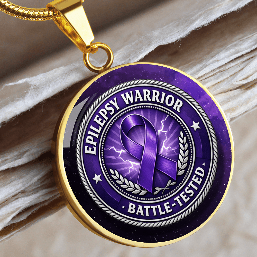 Epilepsy Warrior – Battle-Tested Round Pendant Necklace - Jewelry, Necklaces - EpiAl's Shop