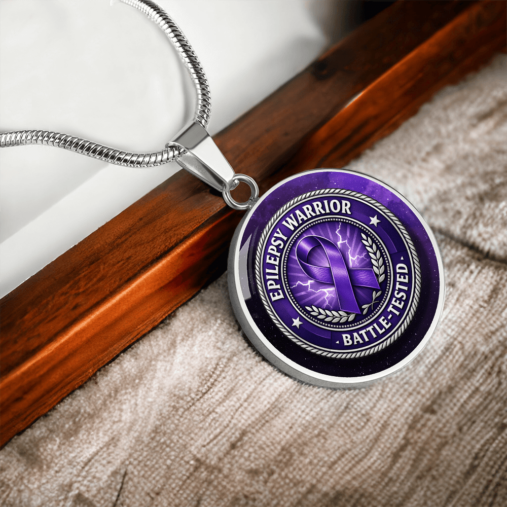 Epilepsy Warrior – Battle-Tested Round Pendant Necklace - Jewelry, Necklaces - EpiAl's Shop