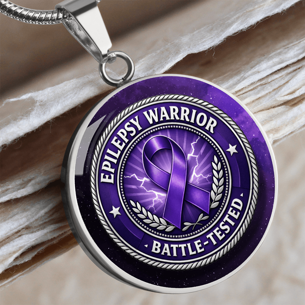 Epilepsy Warrior – Battle-Tested Round Pendant Necklace - Jewelry, Necklaces - EpiAl's Shop