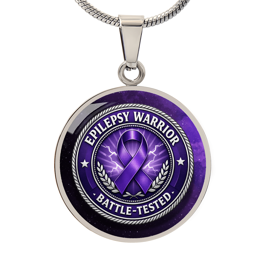 Epilepsy Warrior – Battle-Tested Round Pendant Necklace - Jewelry, Necklaces - EpiAl's Shop