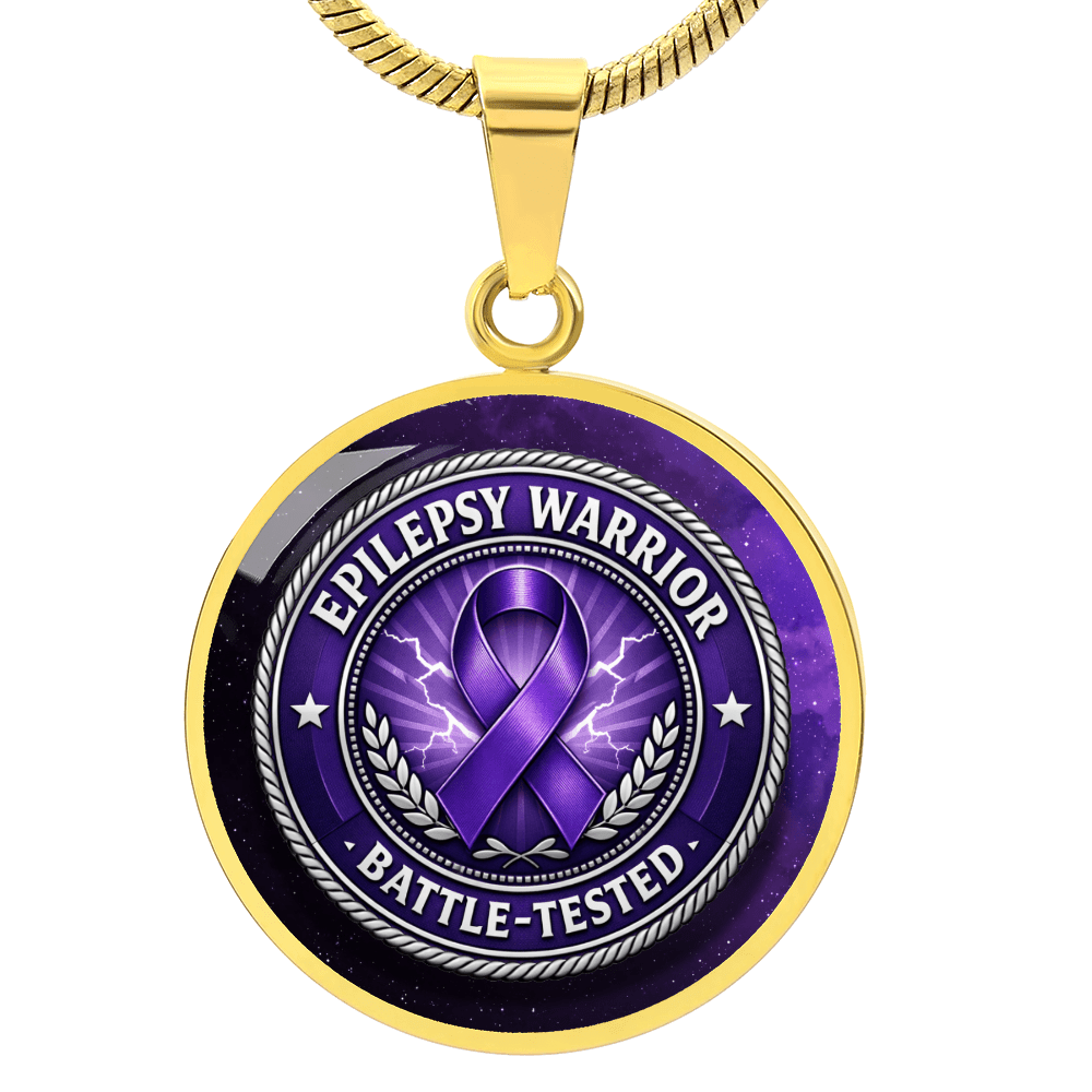 Epilepsy Warrior – Battle-Tested Round Pendant Necklace - Jewelry, Necklaces - EpiAl's Shop
