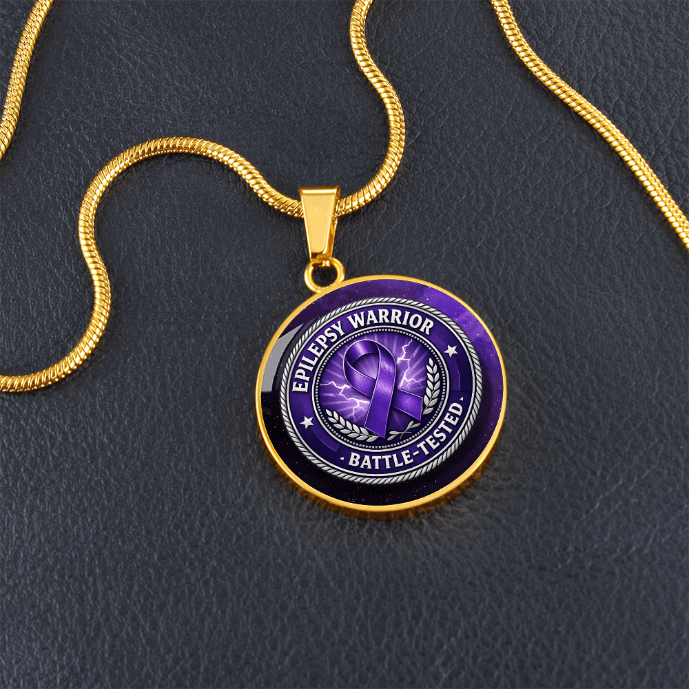Epilepsy Warrior – Battle-Tested Round Pendant Necklace - Jewelry, Necklaces - EpiAl's Shop