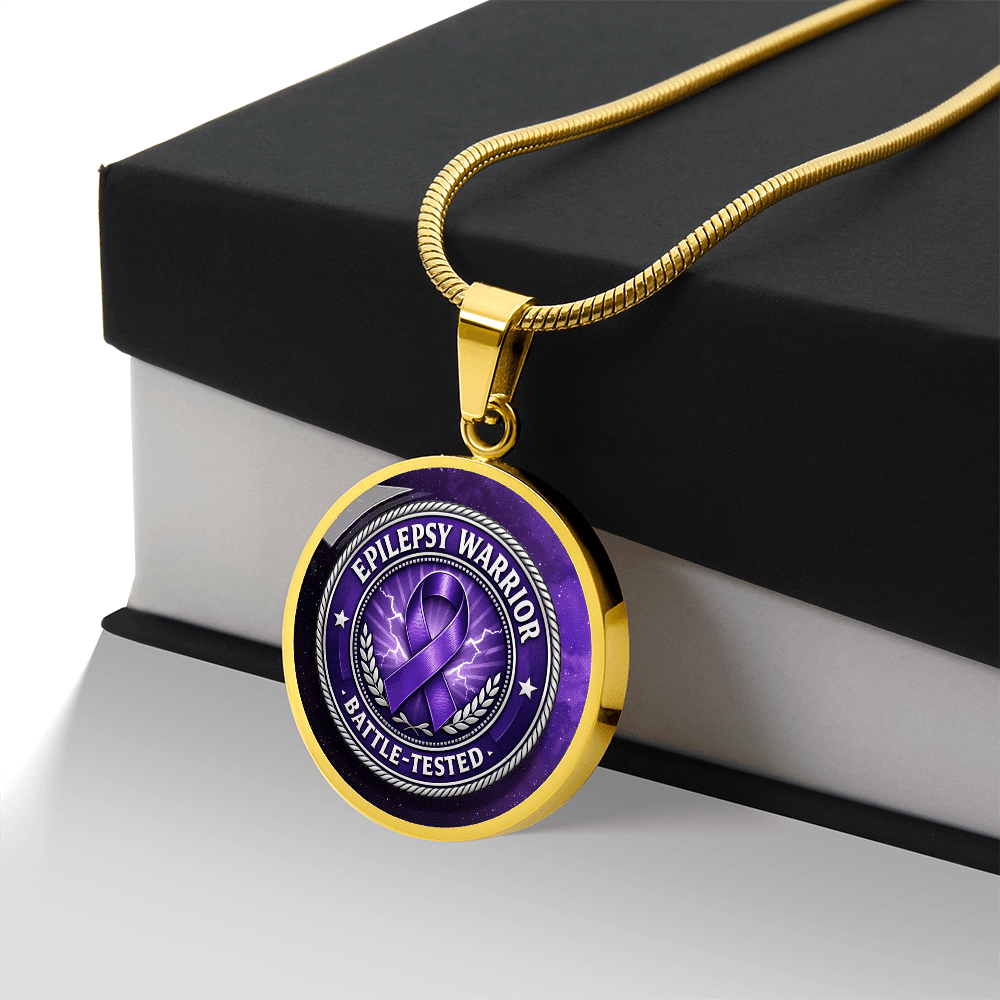 Epilepsy Warrior – Battle-Tested Round Pendant Necklace - Jewelry, Necklaces - EpiAl's Shop