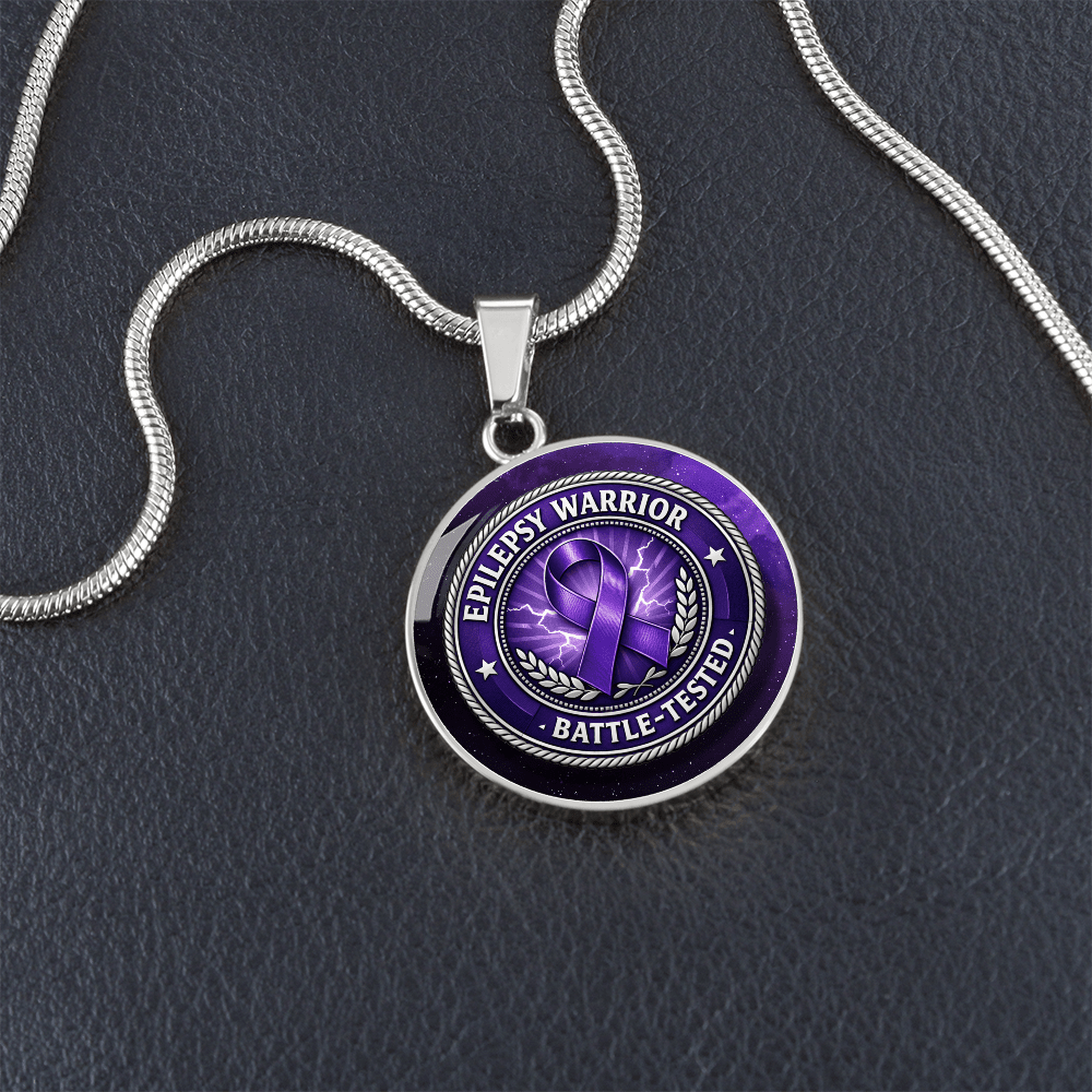 Epilepsy Warrior – Battle-Tested Round Pendant Necklace - Jewelry, Necklaces - EpiAl's Shop