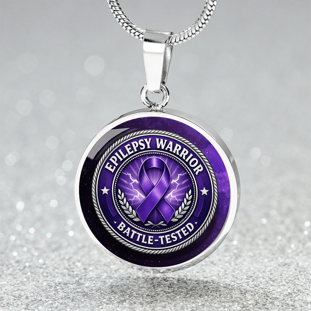 Epilepsy Warrior – Battle-Tested Round Pendant Necklace - Jewelry, Necklaces - EpiAl's Shop