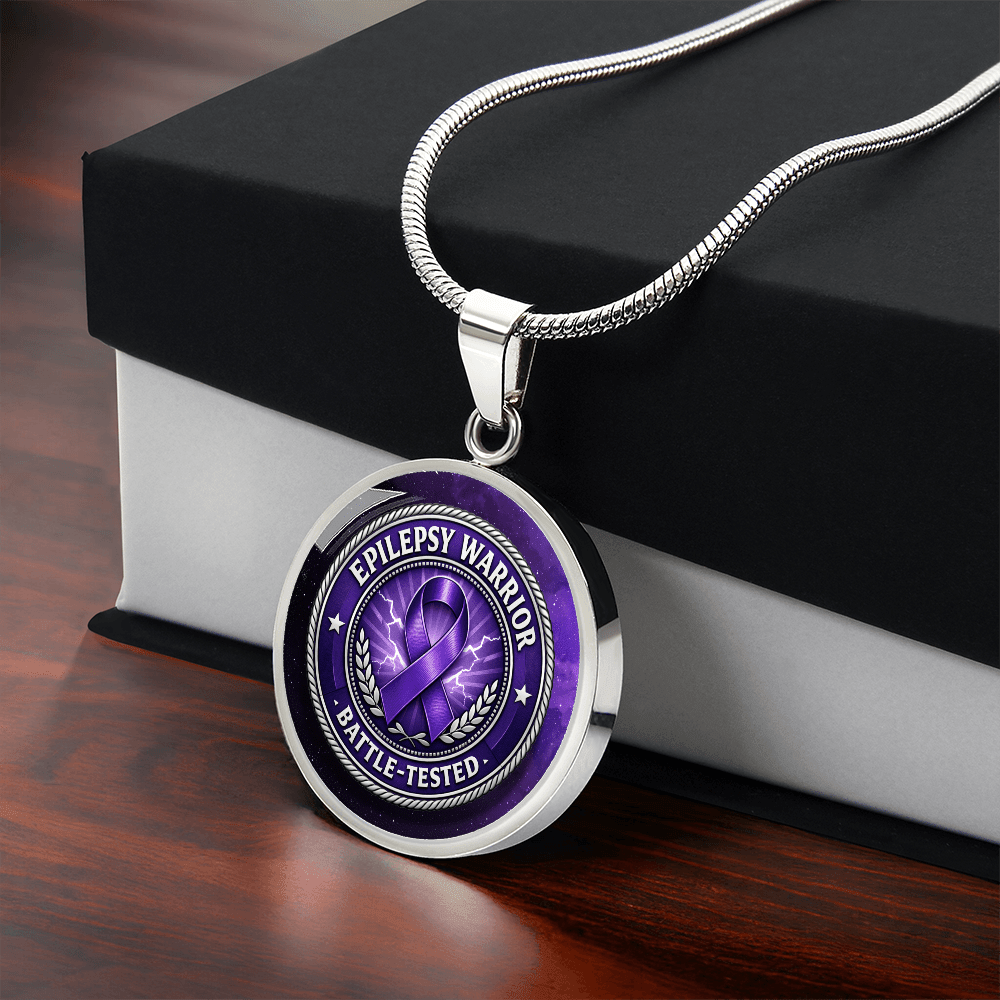 Epilepsy Warrior – Battle-Tested Round Pendant Necklace - Jewelry, Necklaces - EpiAl's Shop