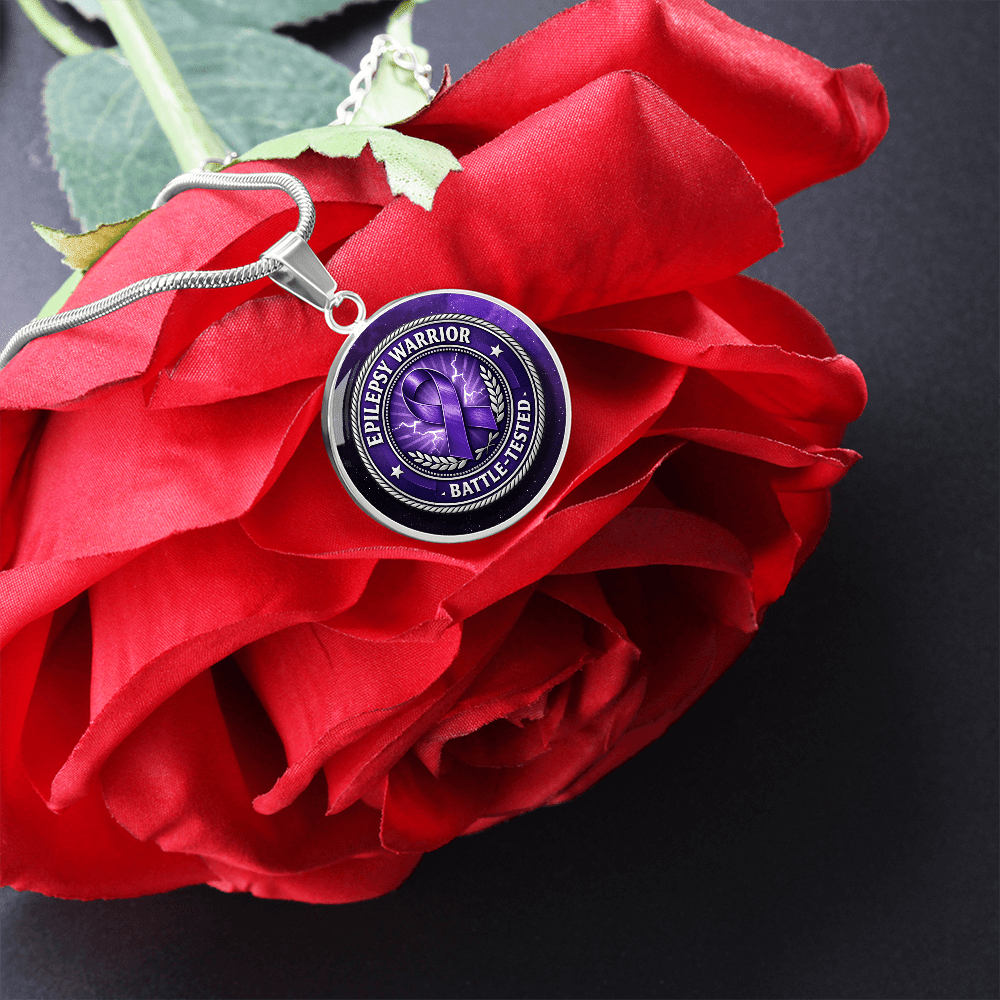 Epilepsy Warrior – Battle-Tested Round Pendant Necklace - Jewelry, Necklaces - EpiAl's Shop