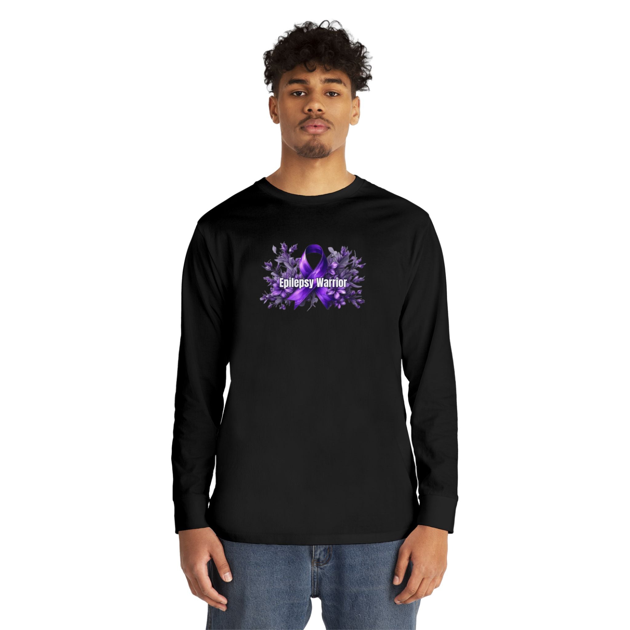 Epilepsy Warrior Long Sleeve Crewneck Tee - Clothing, T-shirts, Long - Sleeve - EpiAl's Shop