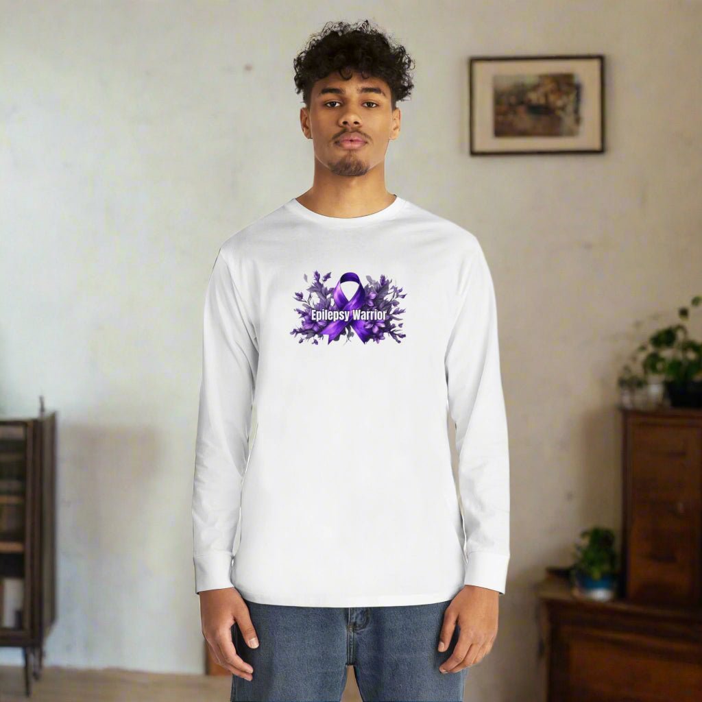 Epilepsy Warrior Long Sleeve Crewneck Tee - Clothing, T-shirts, Long - Sleeve - EpiAl's Shop
