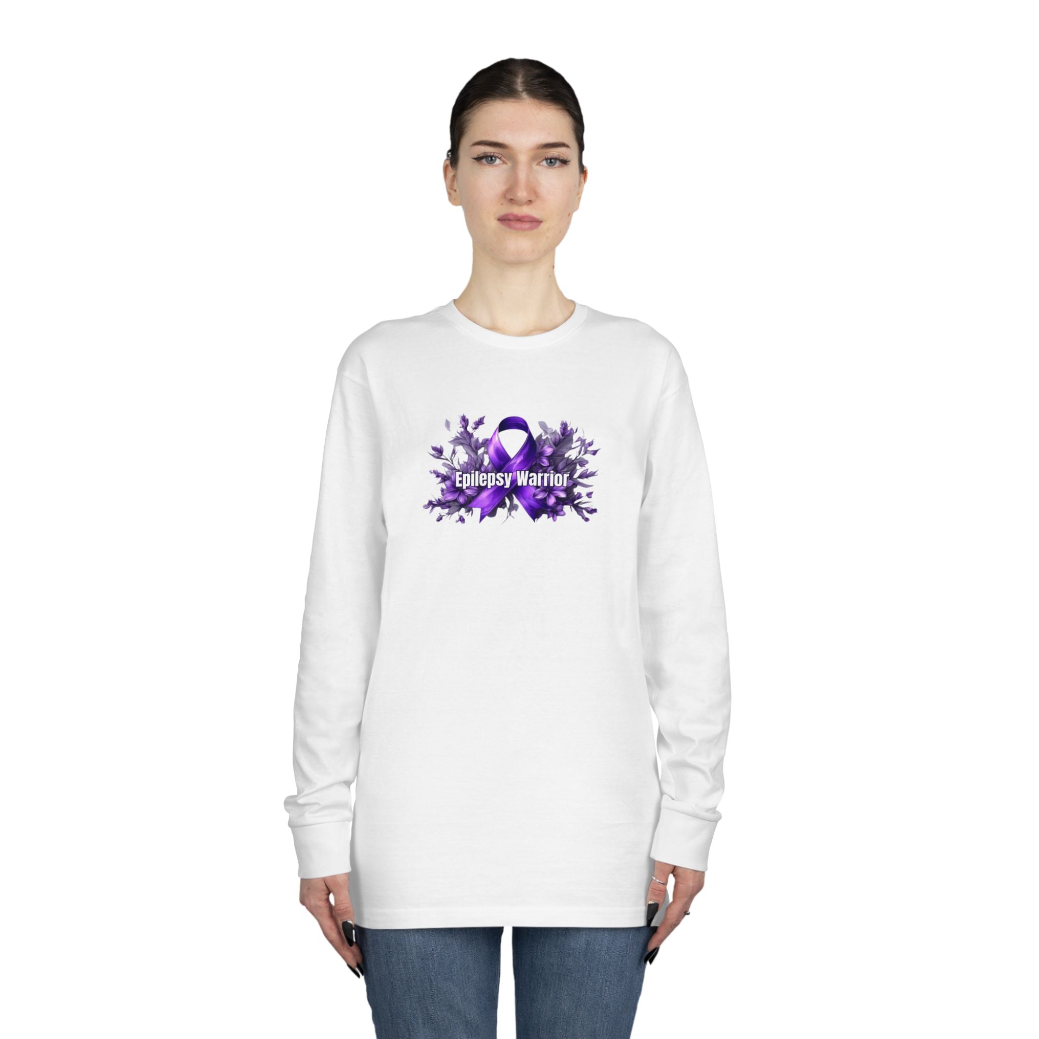 Epilepsy Warrior Long Sleeve Crewneck Tee - Clothing, T-shirts, Long - Sleeve - EpiAl's Shop