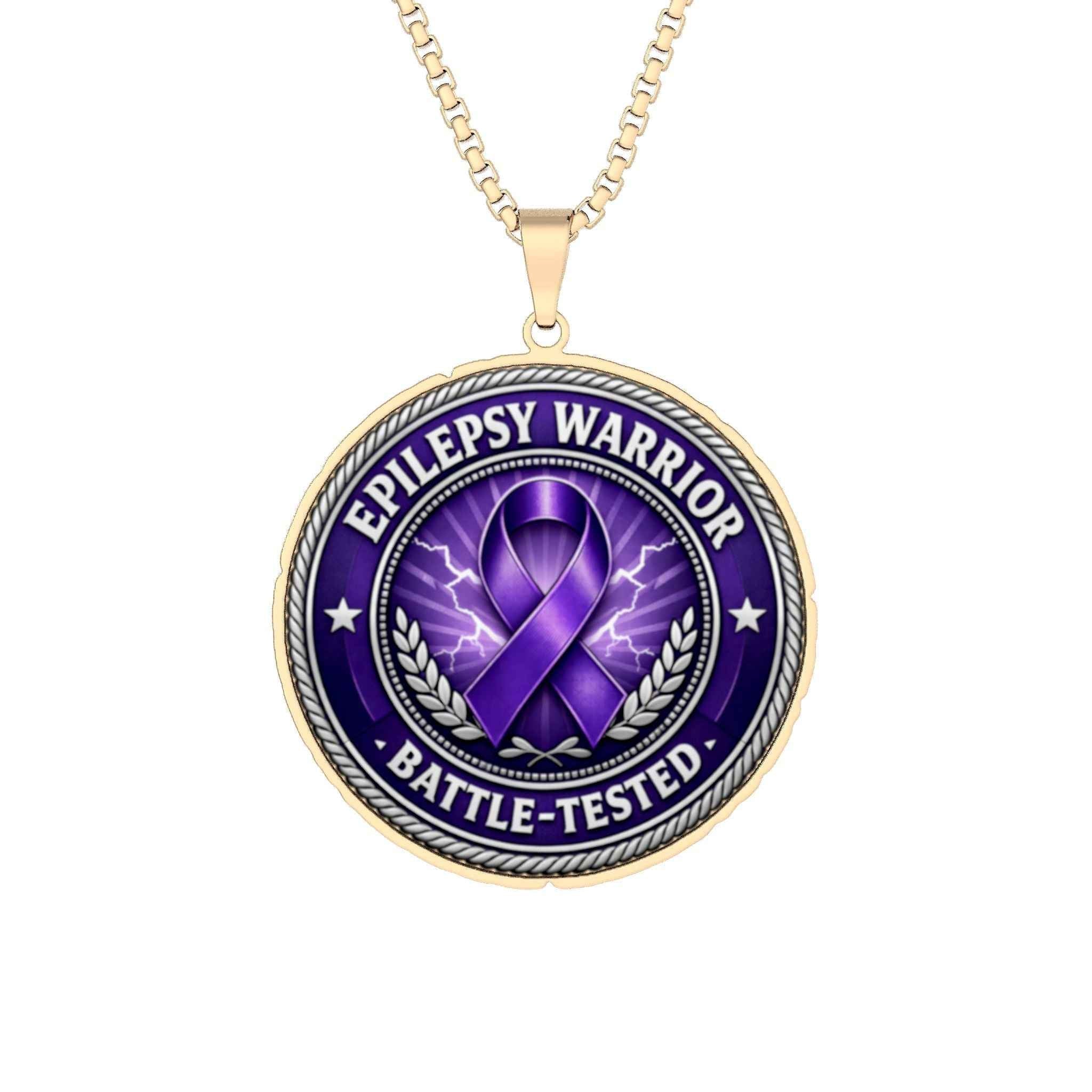 Epilepsy Warrior Necklace | Battle-Tested Awareness Pendant - Jewelry, Necklaces - EpiAl's Shop