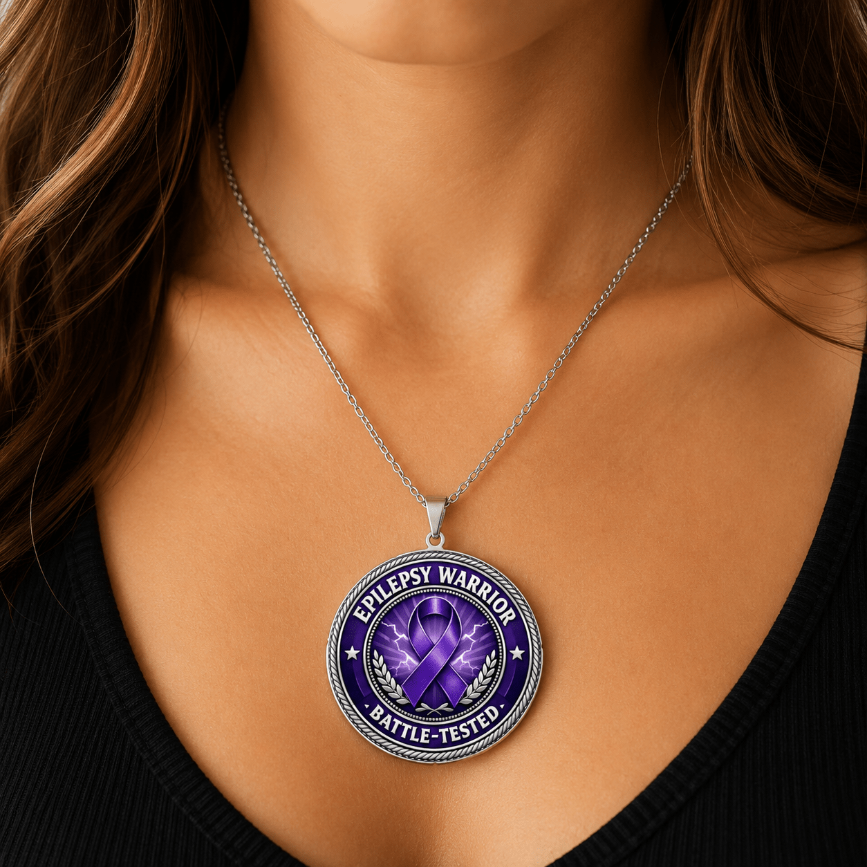 Epilepsy Warrior Necklace | Battle-Tested Awareness Pendant - Jewelry, Necklaces - EpiAl's Shop
