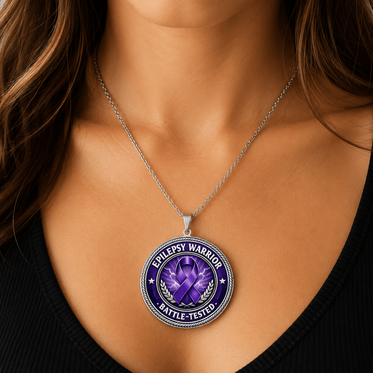 Epilepsy Warrior Necklace | Battle-Tested Awareness Pendant - Jewelry, Necklaces - EpiAl's Shop