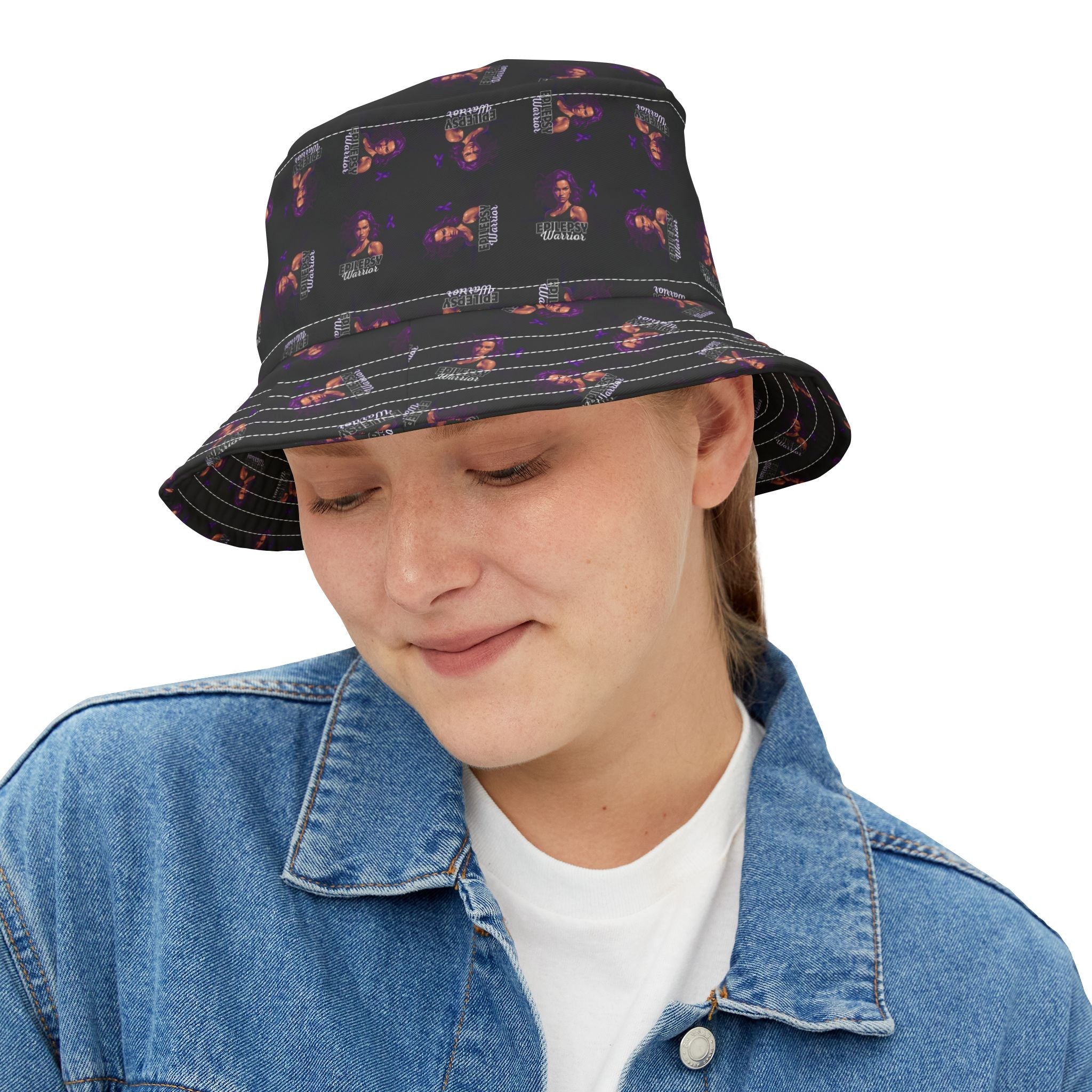 Epilepsy Warrior Woman Bucket Hat - Hats, Bucket - EpiAl's Shop