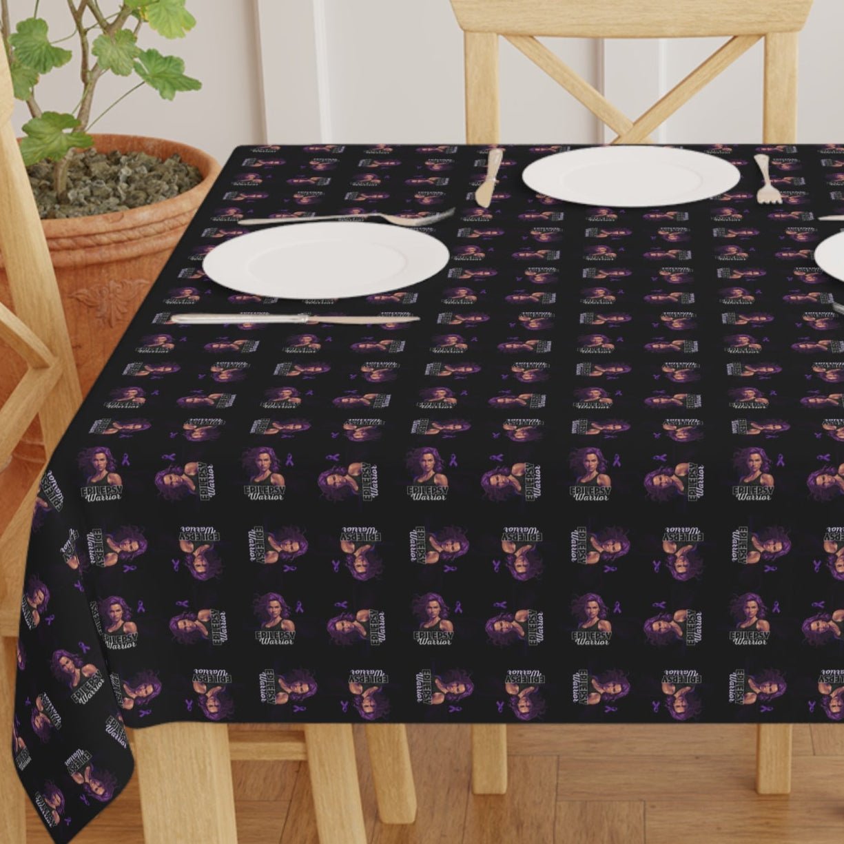 Epilepsy Warrior Woman Print Tablecloth for Dining - Decor, Dining, Table Decor - EpiAl's Shop
