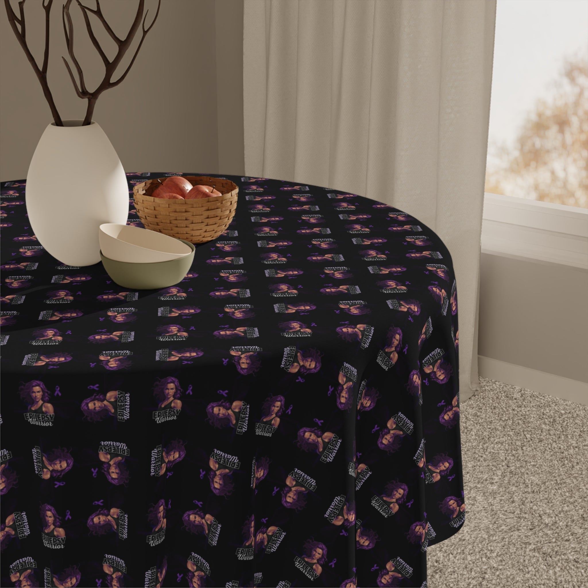 Epilepsy Warrior Woman Print Tablecloth for Dining - Decor, Dining, Table Decor - EpiAl's Shop