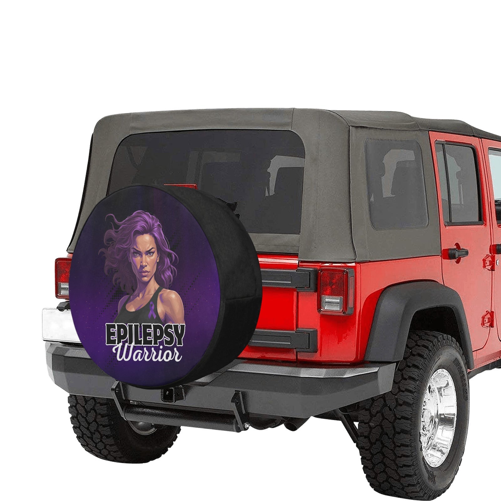Epilepsy Warrior Woman Spare Tire Cover (Large)(17") - Accessories, Auto, Spare Tire Covers - EpiAl's Shop