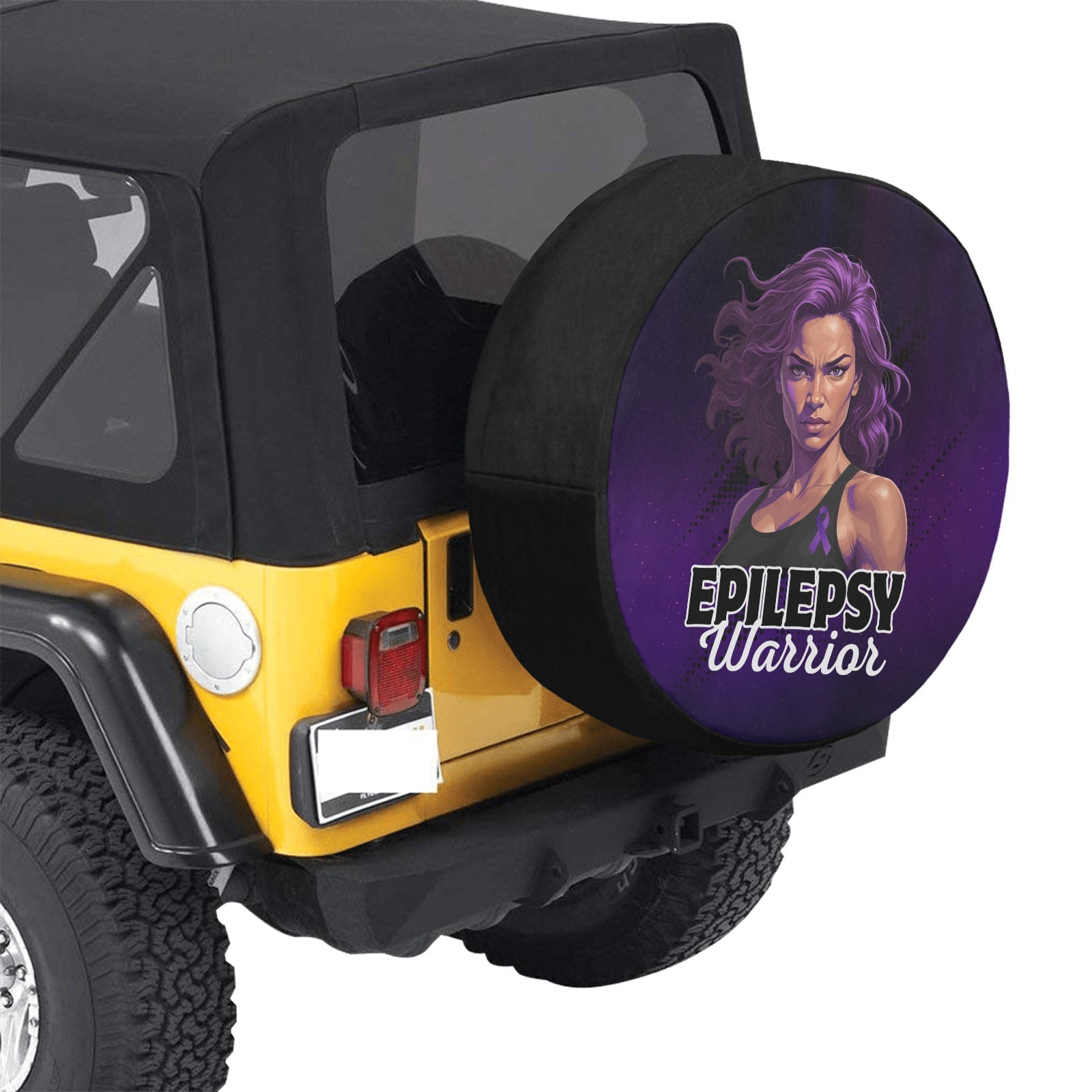 Epilepsy Warrior Woman Spare Tire Cover (Large)(17") - Accessories, Auto, Spare Tire Covers - EpiAl's Shop